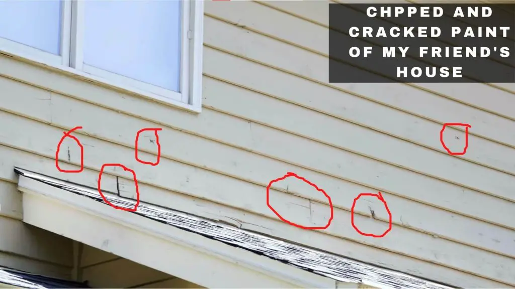 checking of chipped paint on house