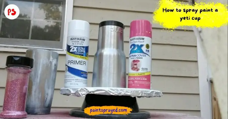 Method to spray paint yeti cup