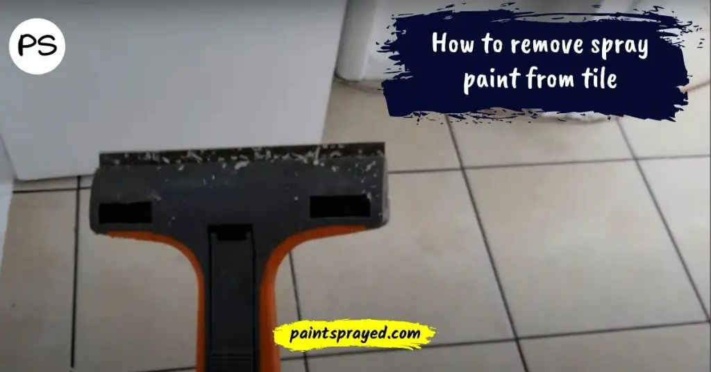 Scraping paint from tiles with paint scraper