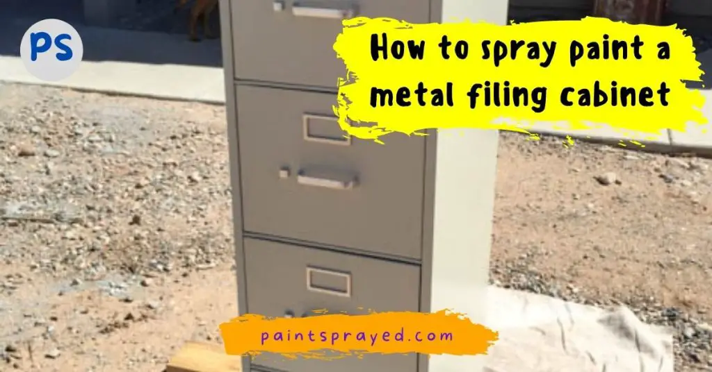 spray painting metal cabinet surface