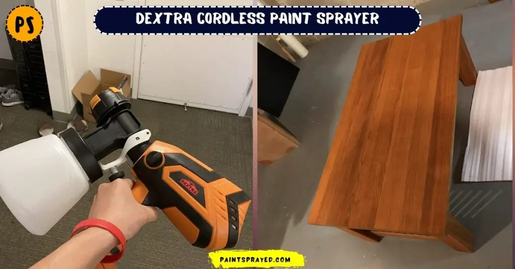 painting table with DEXTRA cordless paint sprayer