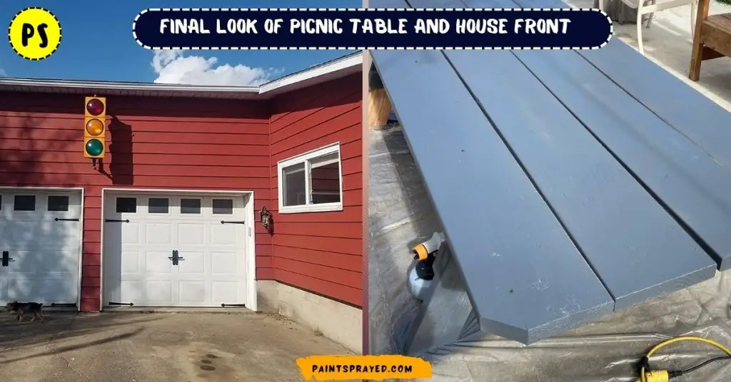 final look of picnic table and house front after paint