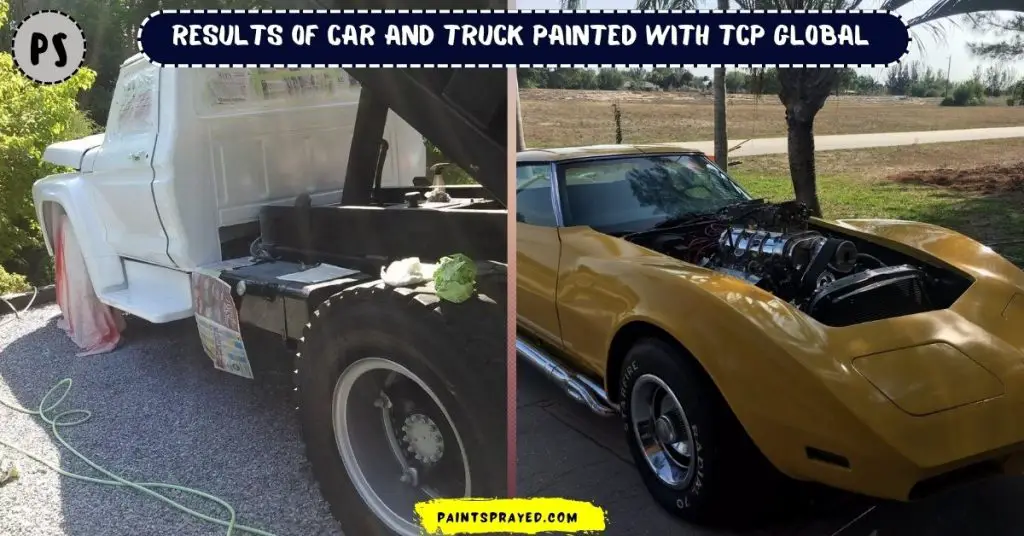 results of truck and car painted with TCP global spray gun