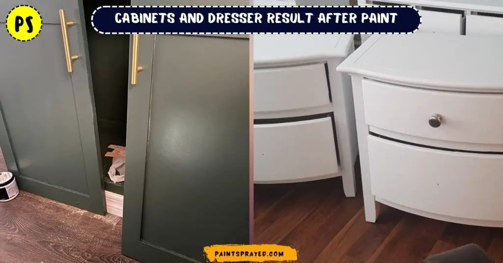 cabinets and dresser results after painting