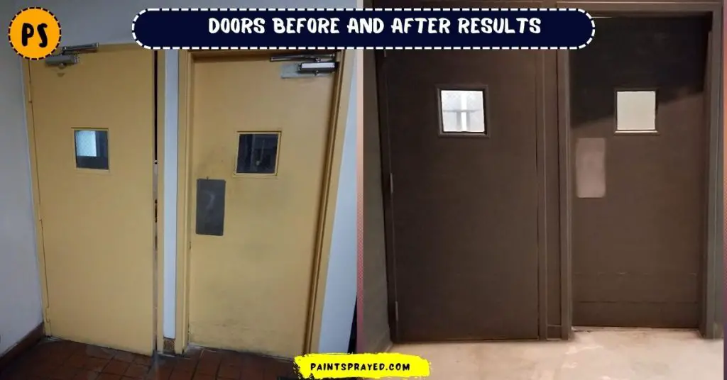 before and after result of painted doors