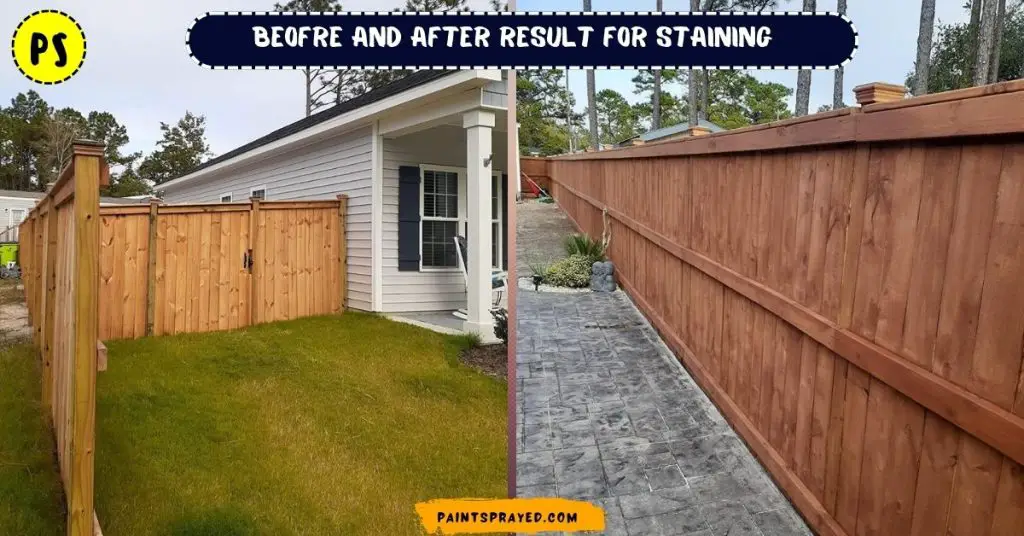 before and after result of staining wooden surface