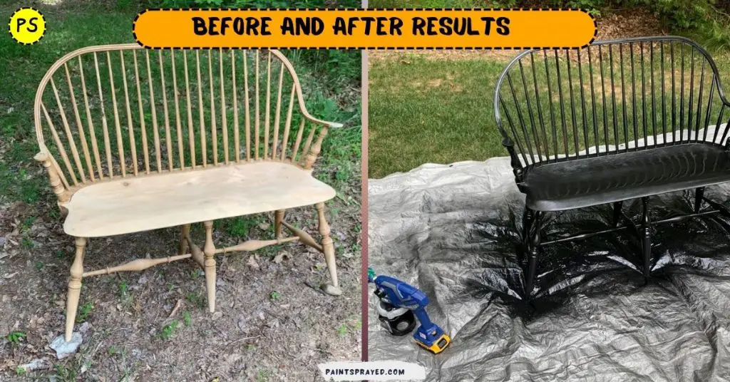 before and after results of bench painted with graco 17M363 